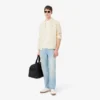 Camisa de linho às riscas de corte regular para homem
