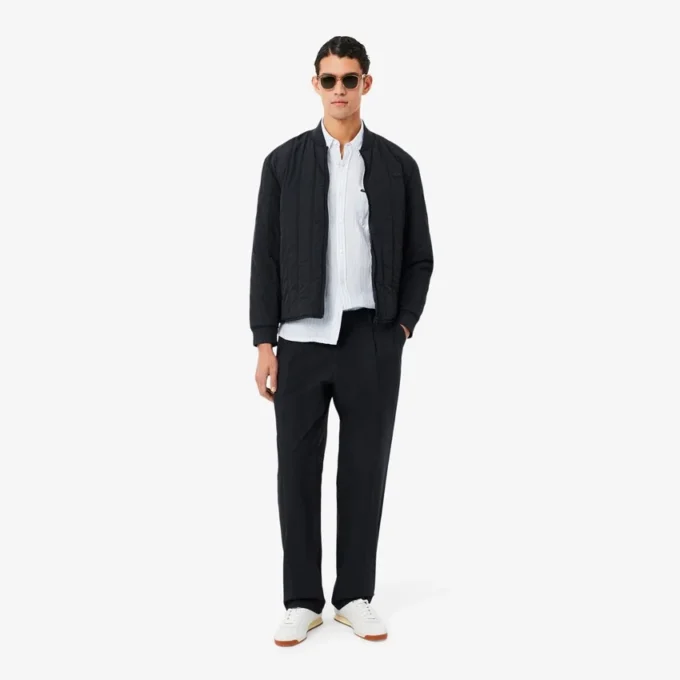 Camisa de linho às riscas de corte regular para homem