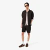 Camisa de linho às riscas de corte regular para homem