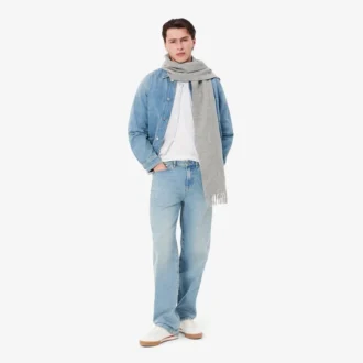 Camisa de linho às riscas de corte regular para homem