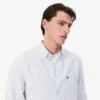 Camisa de linho às riscas de corte regular para homem