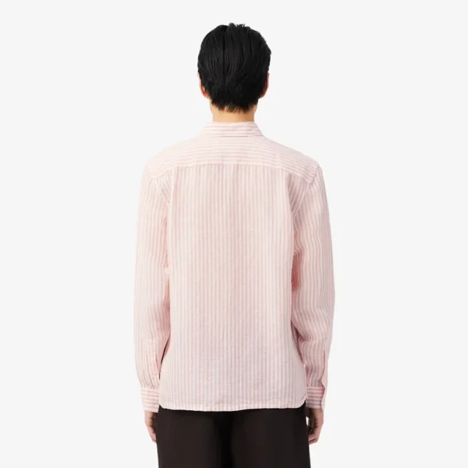 Camisa de linho às riscas de corte regular para homem