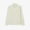 Camisa de linho às riscas de corte regular para homem