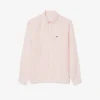 Camisa de linho às riscas de corte regular para homem