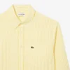 Camisa de linho às riscas de corte regular para homem