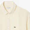 Camisa de linho às riscas de corte regular para homem