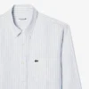 Camisa de linho às riscas de corte regular para homem