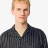 Camisa de lyocell às riscas com corte descontraído para homem