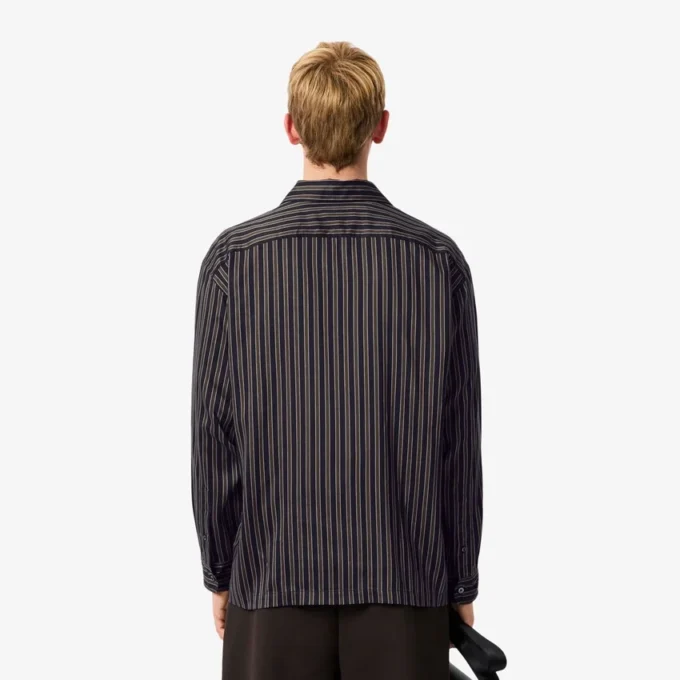 Camisa de lyocell às riscas com corte descontraído para homem