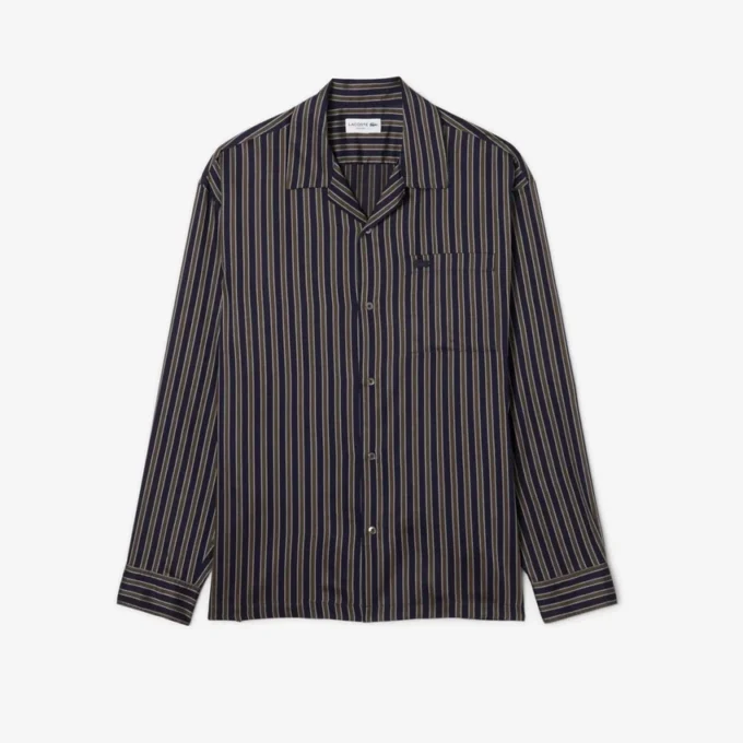 Camisa de lyocell às riscas com corte descontraído para homem