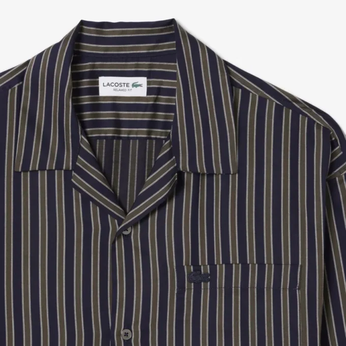 Camisa de lyocell às riscas com corte descontraído para homem
