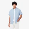 Camisa de manga curta com padrão xadrez para homem, corte regular