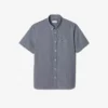 Camisa de manga curta com padrão xadrez para homem, corte regular