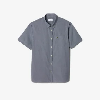 Camisa de manga curta com padrão xadrez para homem, corte regular