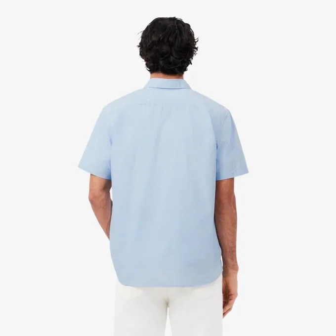 Camisa de manga curta com padrão xadrez para homem, corte regular