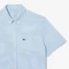 Camisa de manga curta com padrão xadrez para homem, corte regular