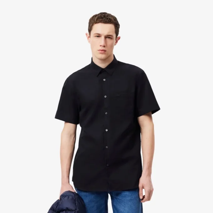 Camisa de manga curta em algodão com corte regular para homem