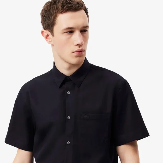 Camisa de manga curta em algodão com corte regular para homem