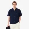Camisa de manga curta em piqué com corte descontraído