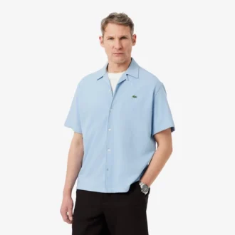 Camisa de manga curta em piqué com corte descontraído