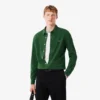 Camisa de piqué de algodão de corte justo para homem