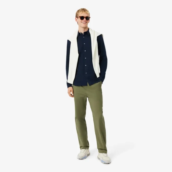 Camisa de piqué de algodão de corte justo para homem