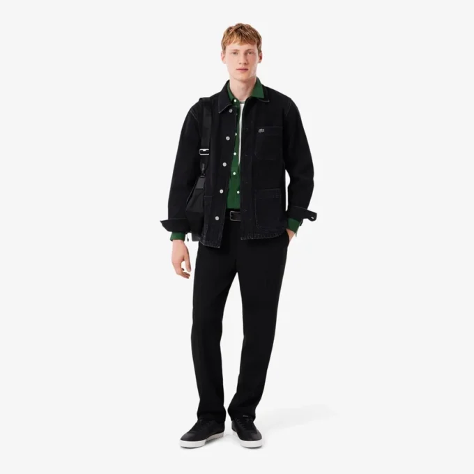 Camisa de piqué de algodão de corte justo para homem