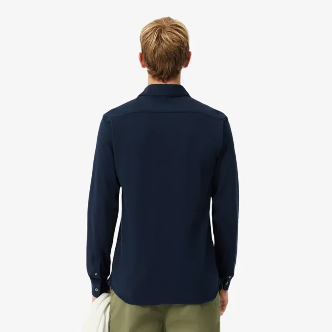 Camisa de piqué de algodão de corte justo para homem