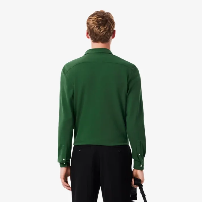 Camisa de piqué de algodão de corte justo para homem