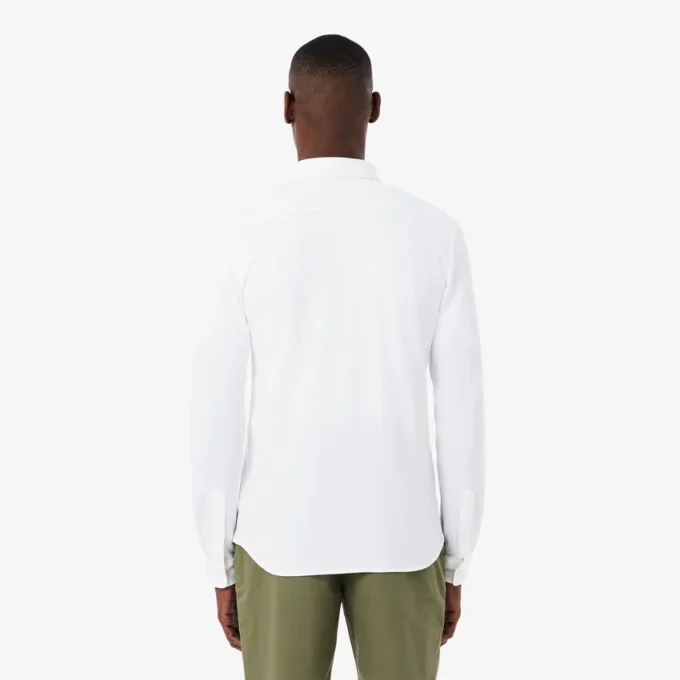Camisa de piqué de algodão de corte justo para homem