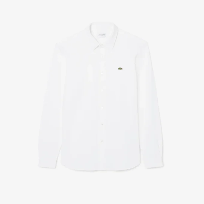 Camisa de piqué de algodão de corte justo para homem
