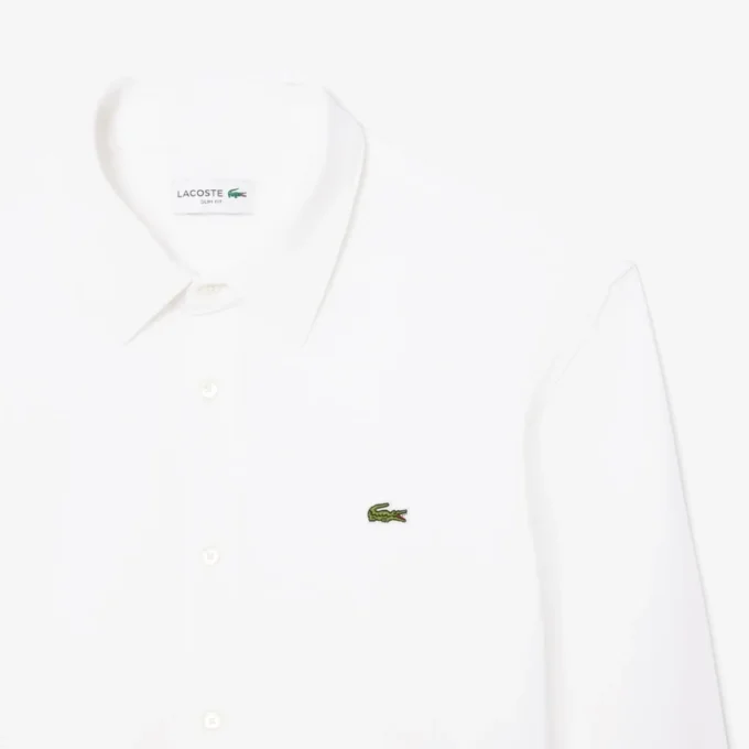 Camisa de piqué de algodão de corte justo para homem