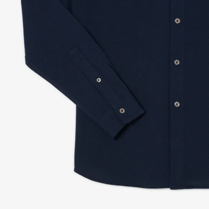 Camisa de piqué de algodão de corte justo para homem