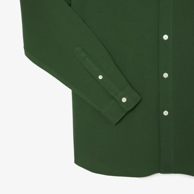 Camisa de piqué de algodão de corte justo para homem