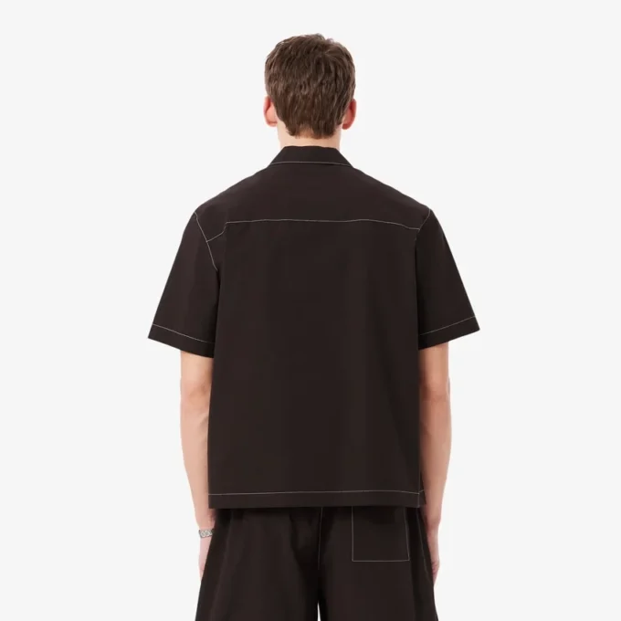 Camisa de popeline de manga curta com corte descontraído