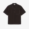Camisa de popeline de manga curta com corte descontraído