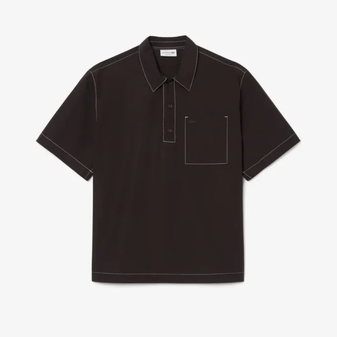 Camisa de popeline de manga curta com corte descontraído