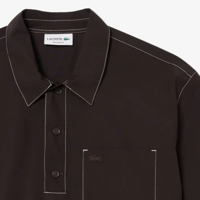 Camisa de popeline de manga curta com corte descontraído