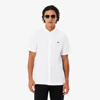 Camisa de popeline de manga curta com corte regular