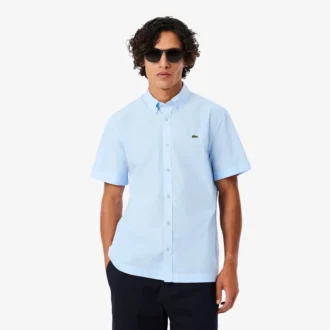 Camisa de popeline de manga curta com corte regular