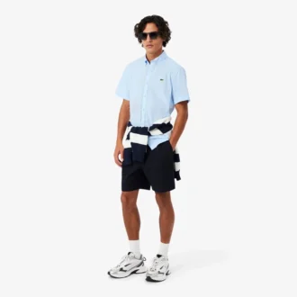 Camisa de popeline de manga curta com corte regular