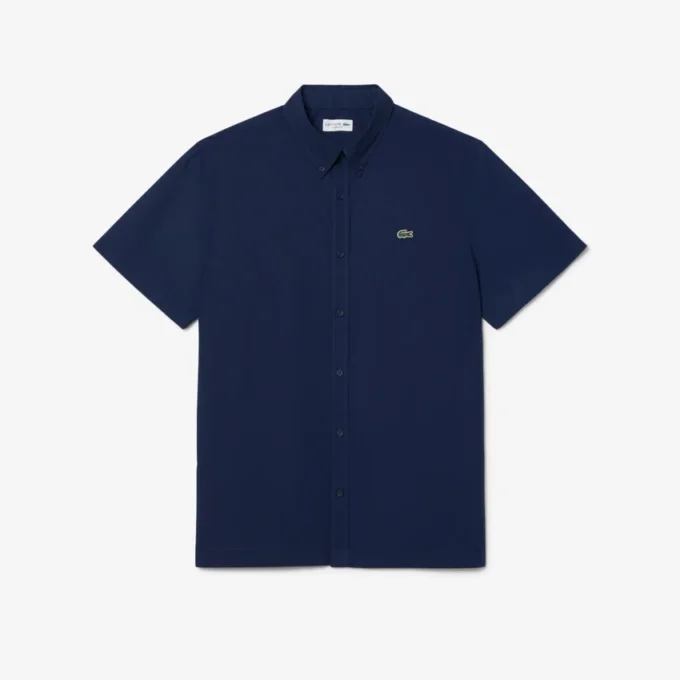 Camisa de popeline de manga curta com corte regular