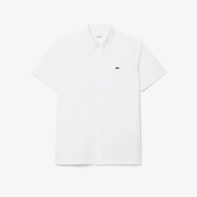 Camisa de popeline de manga curta com corte regular