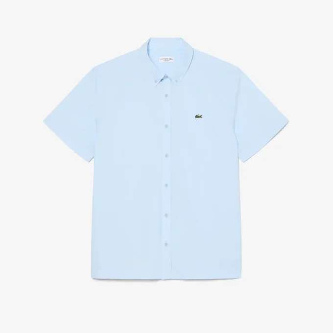Camisa de popeline de manga curta com corte regular