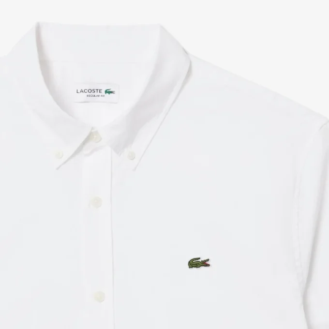 Camisa de popeline de manga curta com corte regular