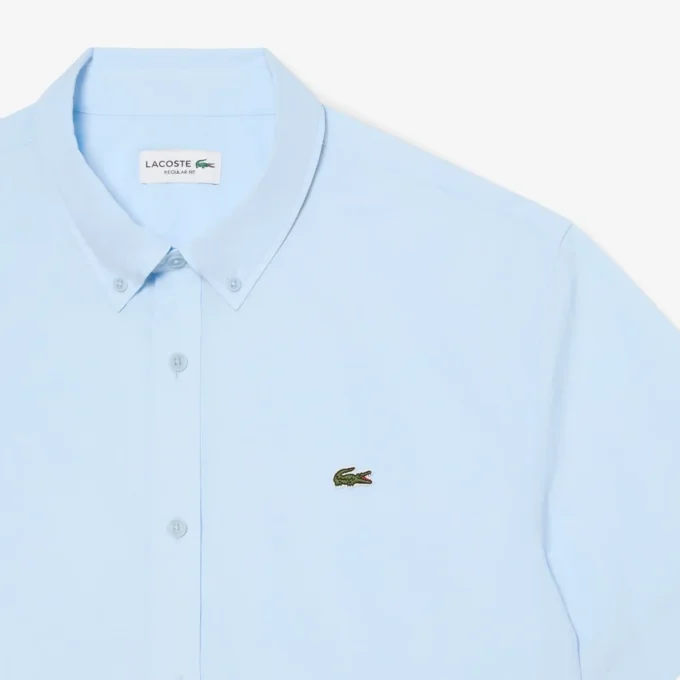 Camisa de popeline de manga curta com corte regular