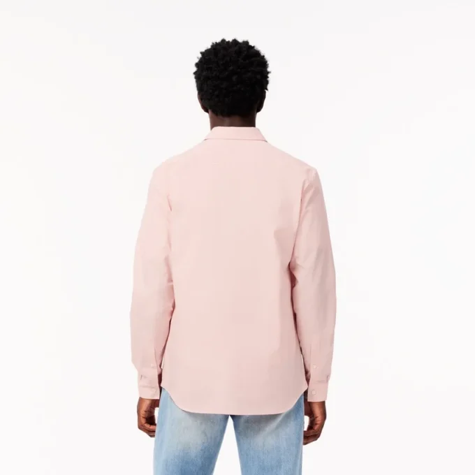 Camisa de popeline elástica de corte justo para homem