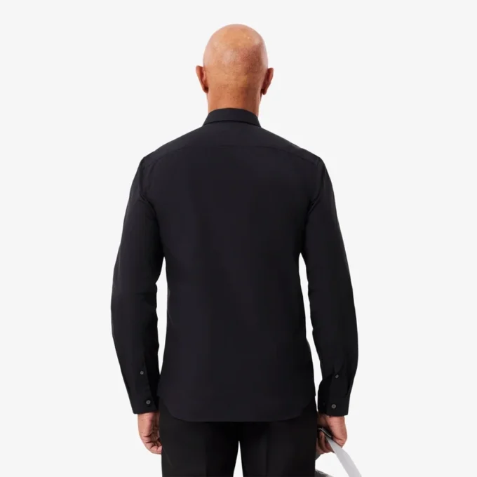Camisa de popeline elástica de corte justo para homem