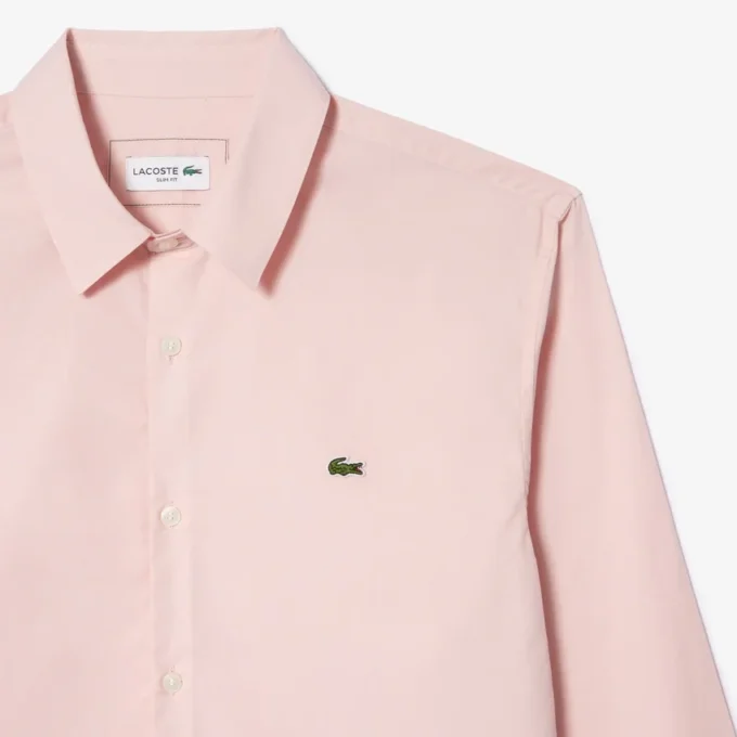 Camisa de popeline elástica de corte justo para homem