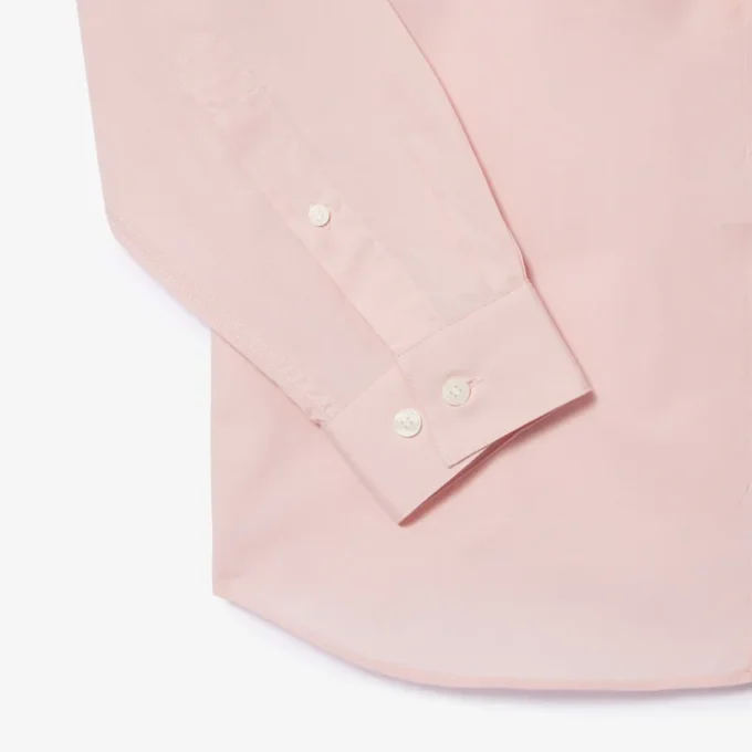 Camisa de popeline elástica de corte justo para homem